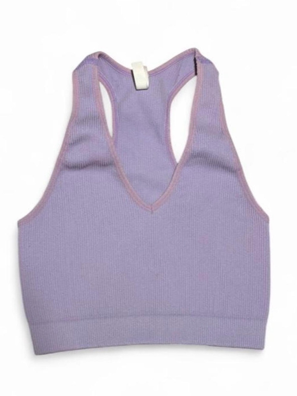 Zenana Outfitters Lavender Ribbed V-Neck Racerback Bralette